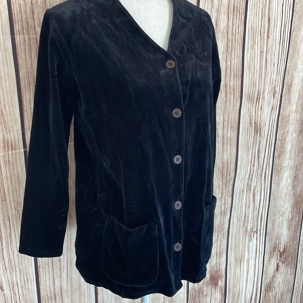 Chaus Petite Velvet Black Button Down Jacket - Small - Picture 2 of 7